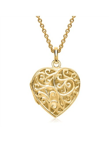 Médaillon en forme de cœur avec motif en or, chaîne incluse