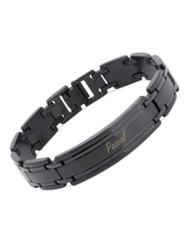 Bracelet inox noir avec gravure